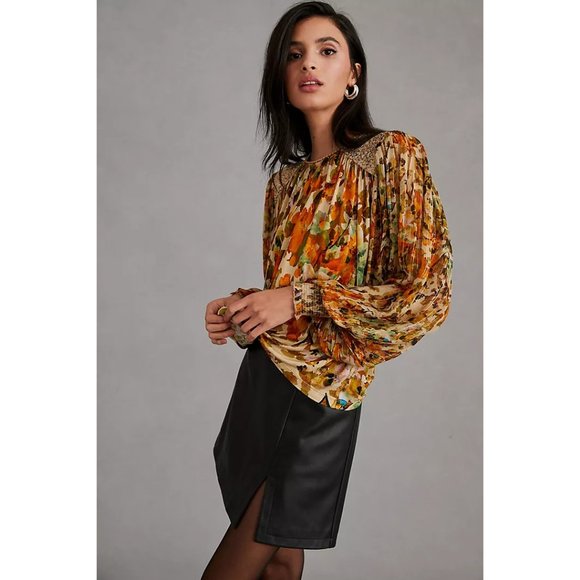 NWOT Bl^nk Blank London Anthropologie sequin embellished blouse XXSP XXS petite - Picture 10 of 15